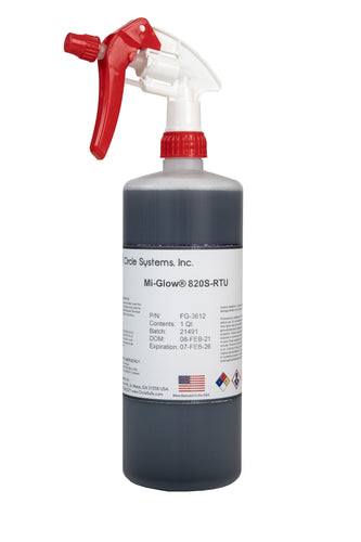 Circle Systems Mi-Glow, 820s-RTU Non-Fluorescent Magnetic Particle, Quart Bottles with Trigger Sprayers